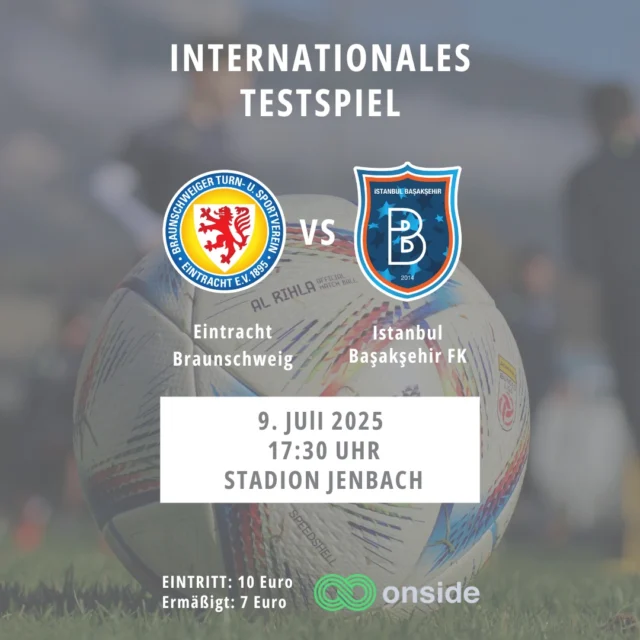 Internationales Testspiel im Stadion Jenbach!

Am Mittwoch, den 9. Juli findet wieder ein Internationales Testspiel im Stadion Jenbach statt!

👉 Gegner: Eintracht Braunschweig vs. Istanbul Başakşehir FK
👉 Anstoß: 17:30 Uhr
👉 Eintritt: 10€

Natürlich sorgen unsere Kantine und Grillstation für euer leibliches Wohl.🍻 Wir freuen uns auf einen tollen Fußballabend mit euch! 🌟

#SKJenbach #InternationalesTestspiel #Fußballliebe #BlauGelb #Sommerfußball #GemeinsamBlauGelb #eintrachtbraunschweig #istanbulbaşakşehir