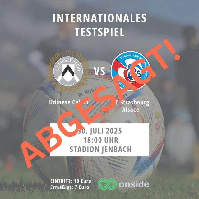 🔵 Spielupdate 🟡

Leider muss das Testspiel zwischen Udinese Calcio und SC Strasbourg aus organisatorischen Gründen abgesagt werden.

#SKJenbach #Spielupdate #TestspielAbsage #UdineseCalcio #SCStrasbourg #Fußballliebe #jenbach #tirol